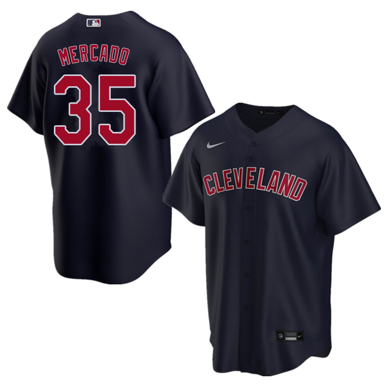 Nike Men #35 Oscar Mercado Cleveland Indians Baseball Jerseys Sale-Navy